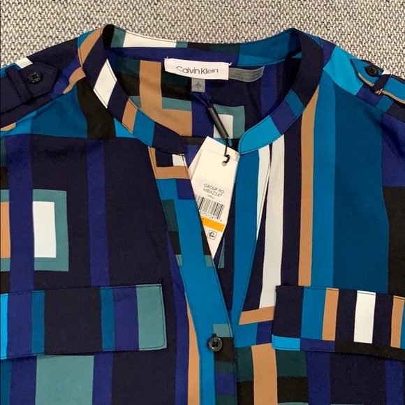NWT Calvin Klein multicolor blouse - Picture 2 of 4